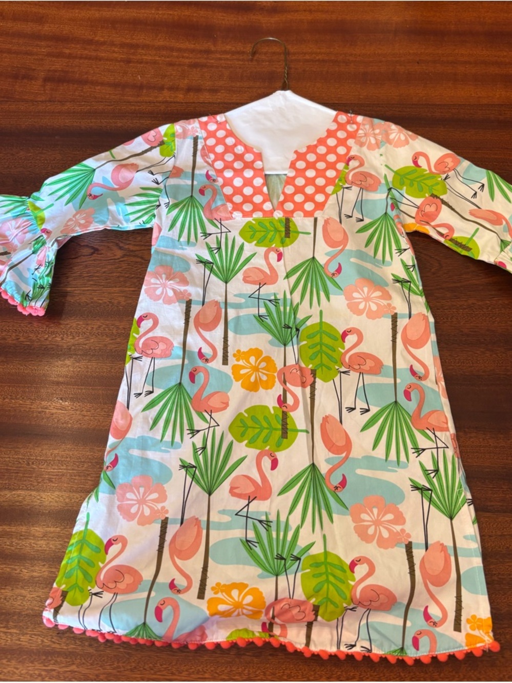 MudPie Girls' Pink Flamingo Print One-Piece Swim Coverup